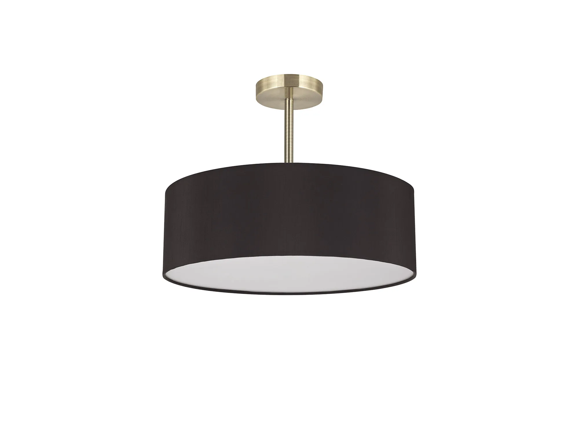 Baymont 45cm Semi Flush 3 Light Antique Brass, Black/White DK0701  Deco Baymont AB BL